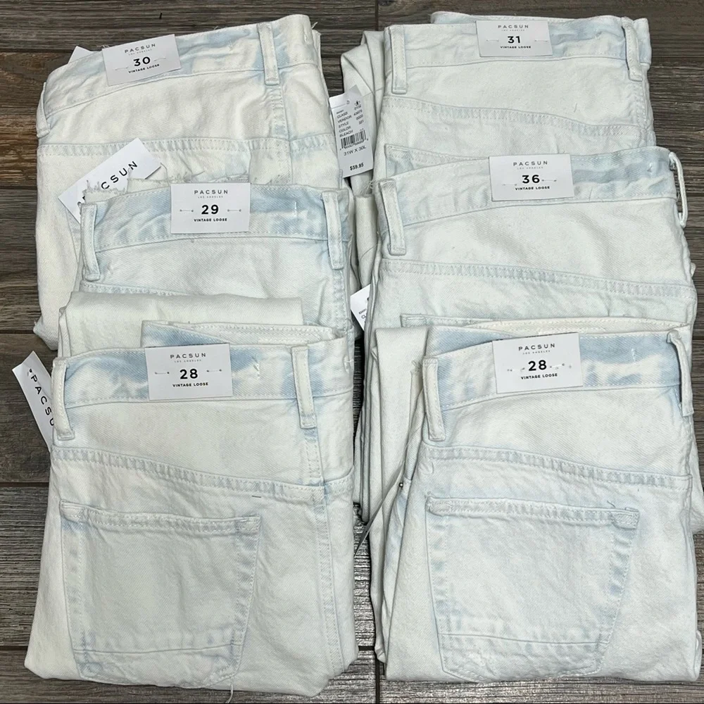 NWT $59.95 Pacsun Vintage Loose Jeans Bleach 28 30 31 36 Men's Ripped - Picture 3 of 14